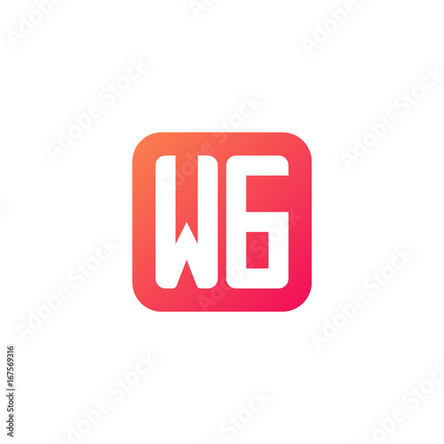 Initial letter WG, rounded letter square logo, modern gradient red color       © ariefpro