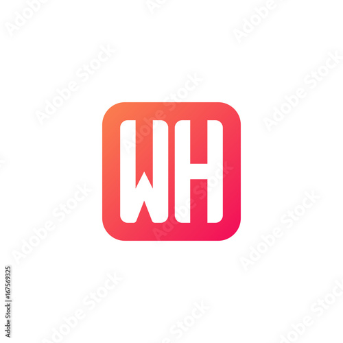 Initial letter WH, rounded letter square logo, modern gradient red color 