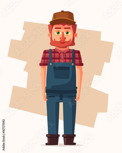 Funny farmer. Cartoon vector illustration.