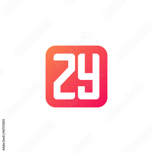 Initial letter ZY, rounded letter square logo, modern gradient red color 