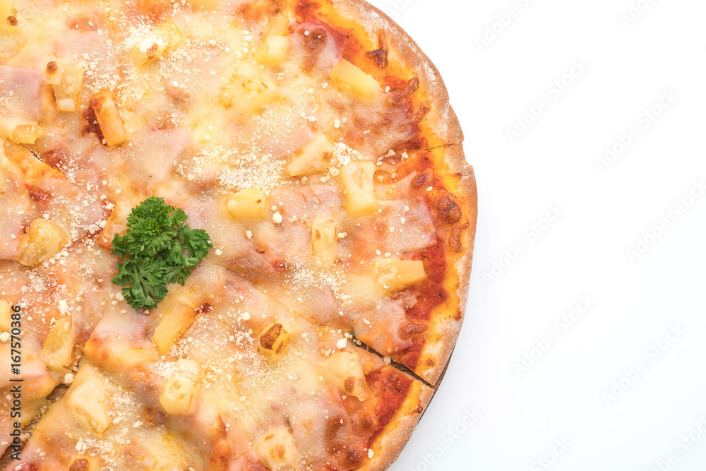 hawaiian pizza on white background hawaiian pizza on white background