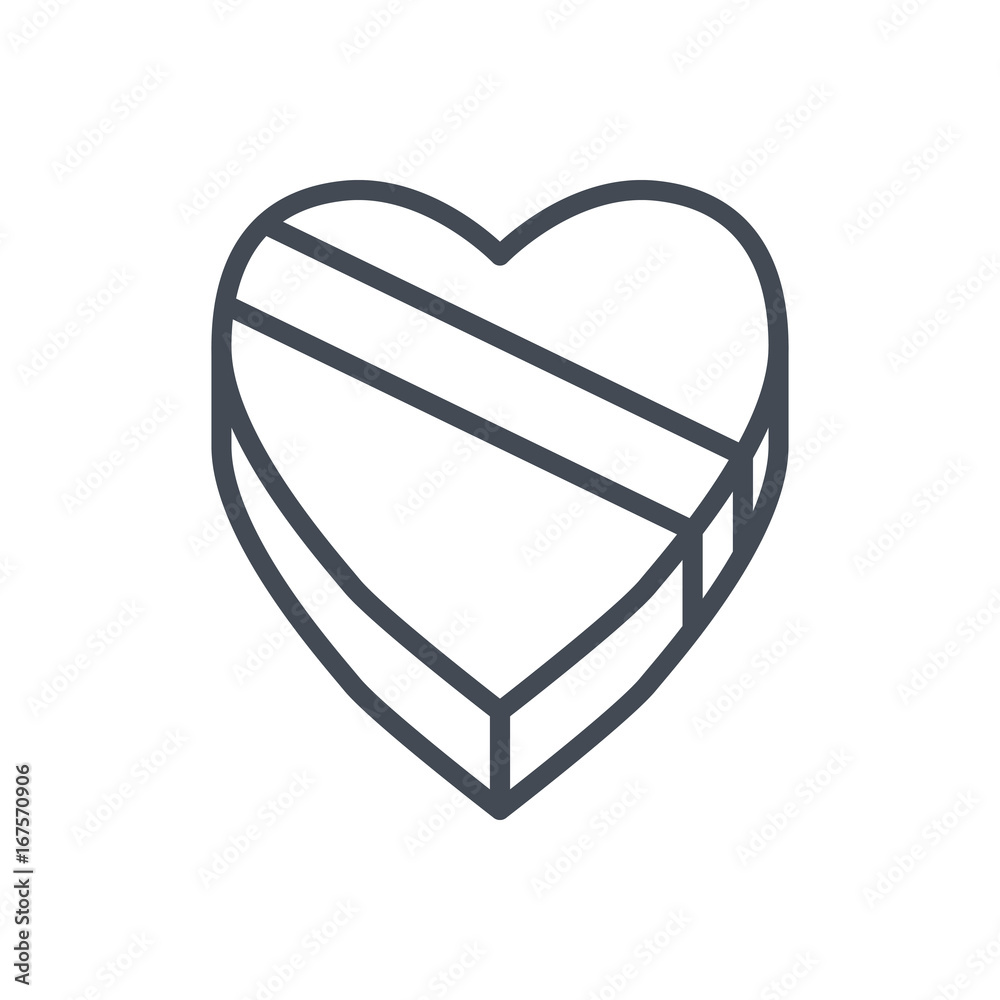 Valentines day holiday line icon heart ribbon chocolate Valentines day holiday line icon heart ribbon chocolate