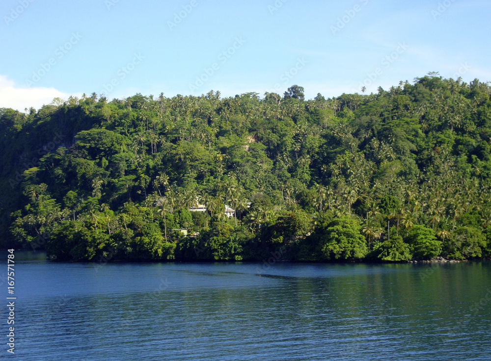 Scene of the crater of Garove Island from a cruise ship, Papua New Guinea. Scene of the crater of Garove Island from a cruise ship, Papua New Guinea.