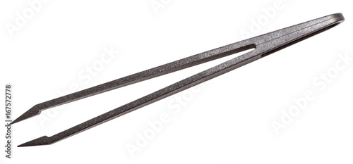Canvastavla top view of black plastic anti-static tweezers