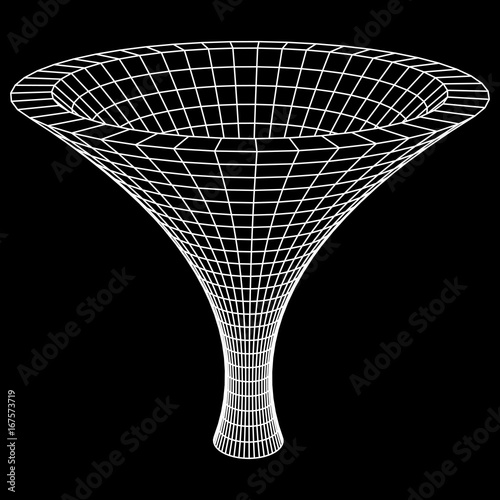 Wireframe Mesh Funnel. Connection Structure. Big Data Visualization Concept. Vector Illustration.