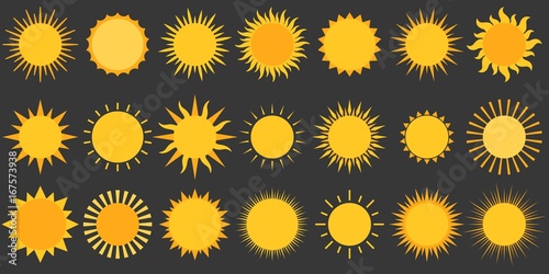 Sun collection vector icon, flat design
