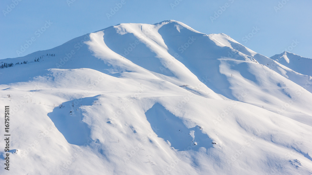 Mountain, morning, winter, snow landscape