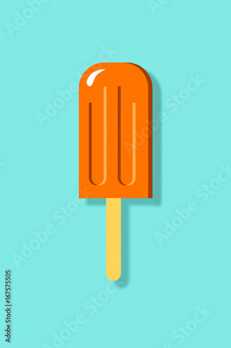 Orange Popsicle Flat Icon Illustration