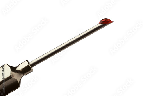 Принти на полотні Drop of blood at the tip of a hypodermic needle