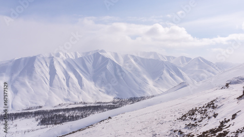Mountain, morning, winter, snow landscape