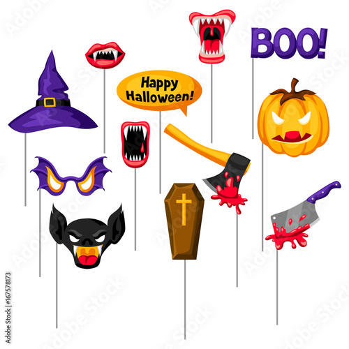 Halloween photo booth props. Accessories for festival and party