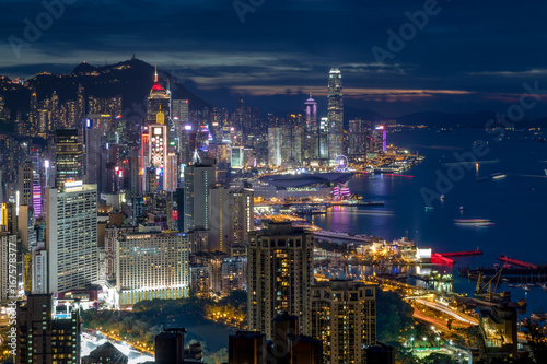 Victoria Harbor of Hong Kong at twilight © Earnest Tse
