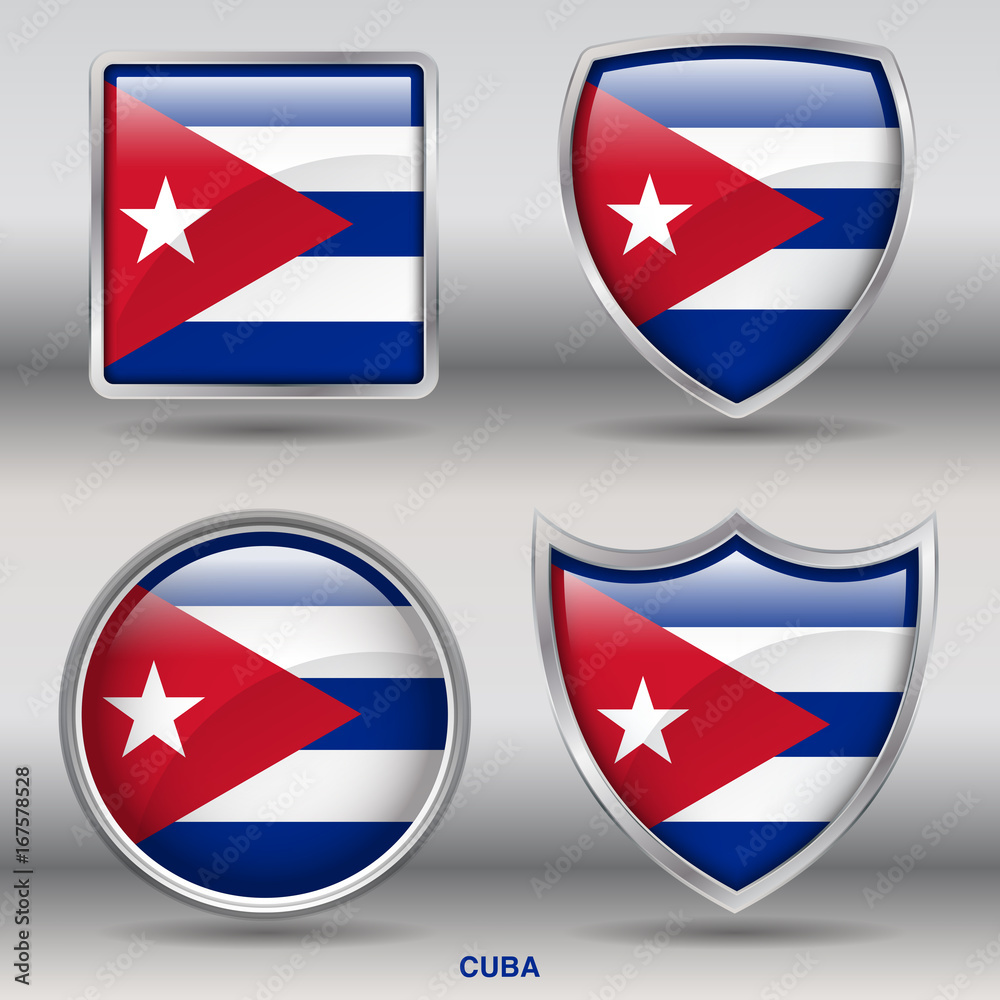 Flag of Cuba in 4 shapes collection with clipping path Flag of Cuba in 4 shapes collection with clipping path