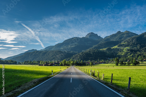 The road in mountains of Alps in Bavaria, Germany