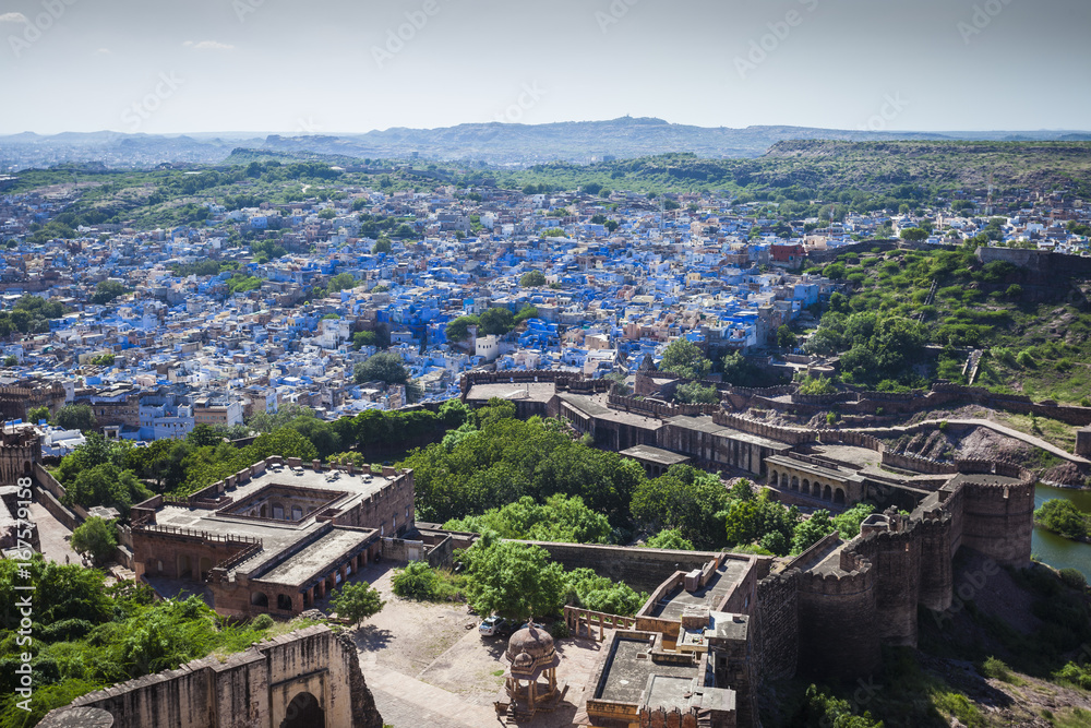 The blue city of Jodhpur with the Mehrangarh Fort.