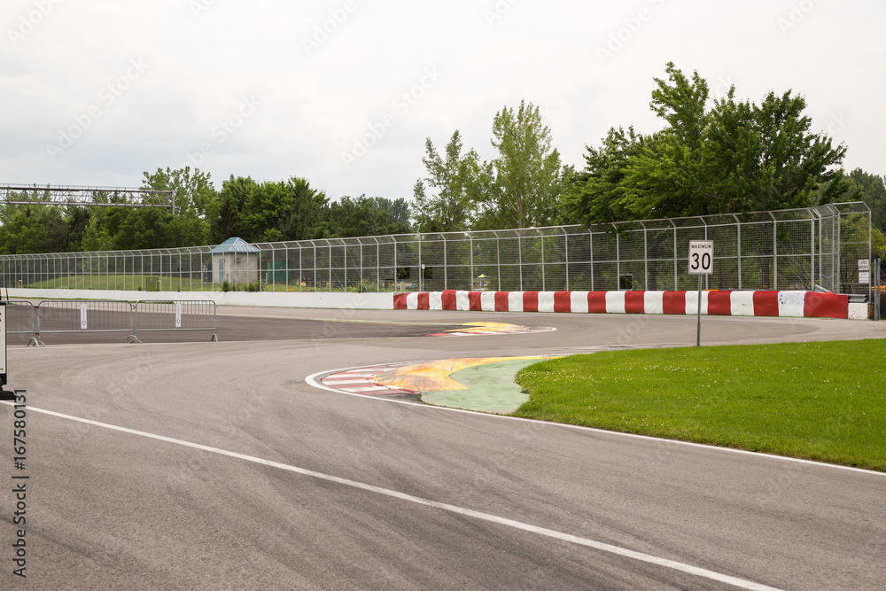 The chicane approaching wall of champions on Circuit Gilles Villeneuve The chicane approaching wall of champions on Circuit Gilles Villeneuve
