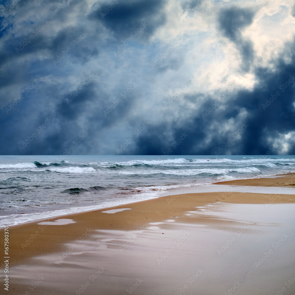 stormy day on beach stormy day on beach