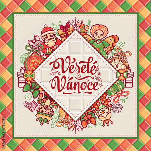 Vesele Vanoce. Vector. Czech language. Warm 