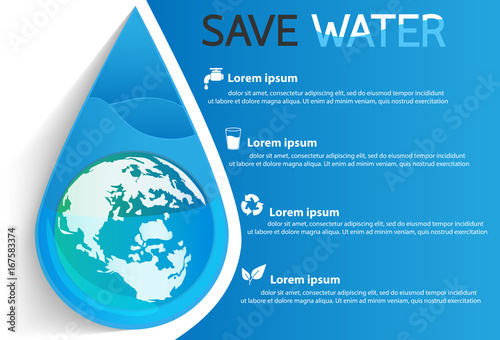 save water info graphic design vector or background 