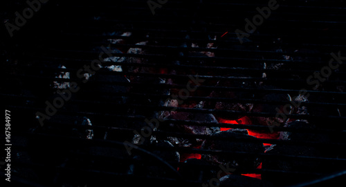 Lit charcoal barbecue