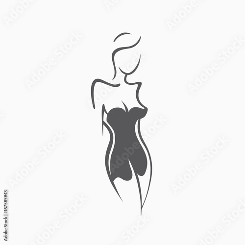 Sexy fitness figure of a girl in the evening dress. Intimate sexy lady, model in a pose. Lovely elastic ass bikini zone. Drawn graphics for design, background
