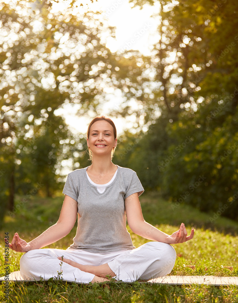 Woman relax in park Woman relax in park