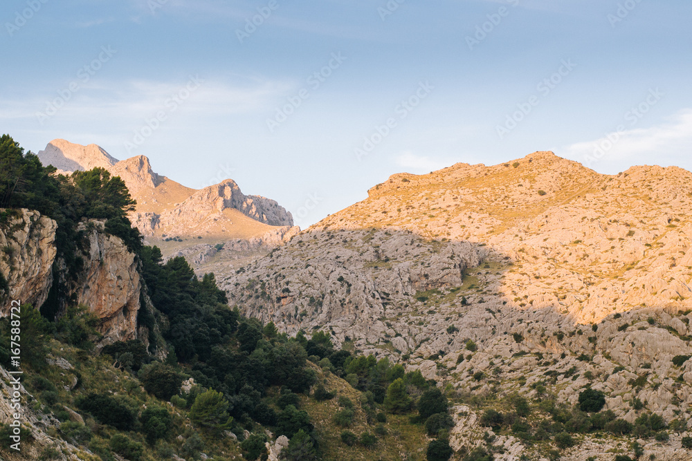 mediterranean mountains against blue sky