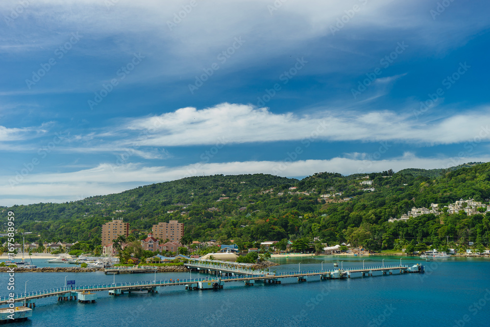 Fototapeta premium Panorama of port in Ocho Rios in Jamaica