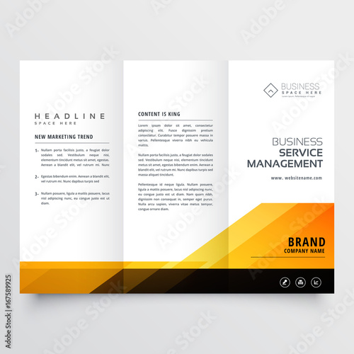 abstract orange and black tri fold brochure design corporate business template