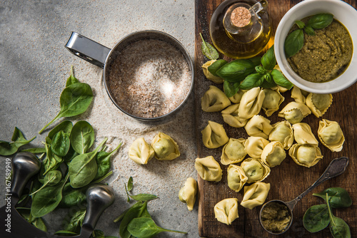 Italian tortellini with spinach