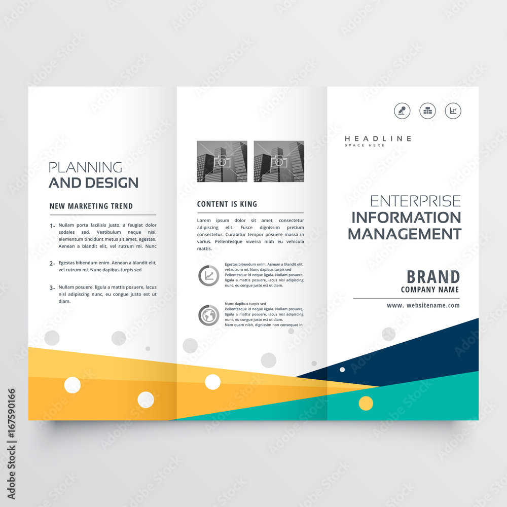 Fototapeta elegant tri fold brochure design in creative geometric shape style