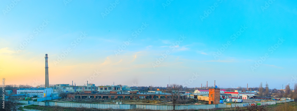 Fototapeta premium Evening in spring town with lights