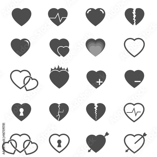 heart icons set vector