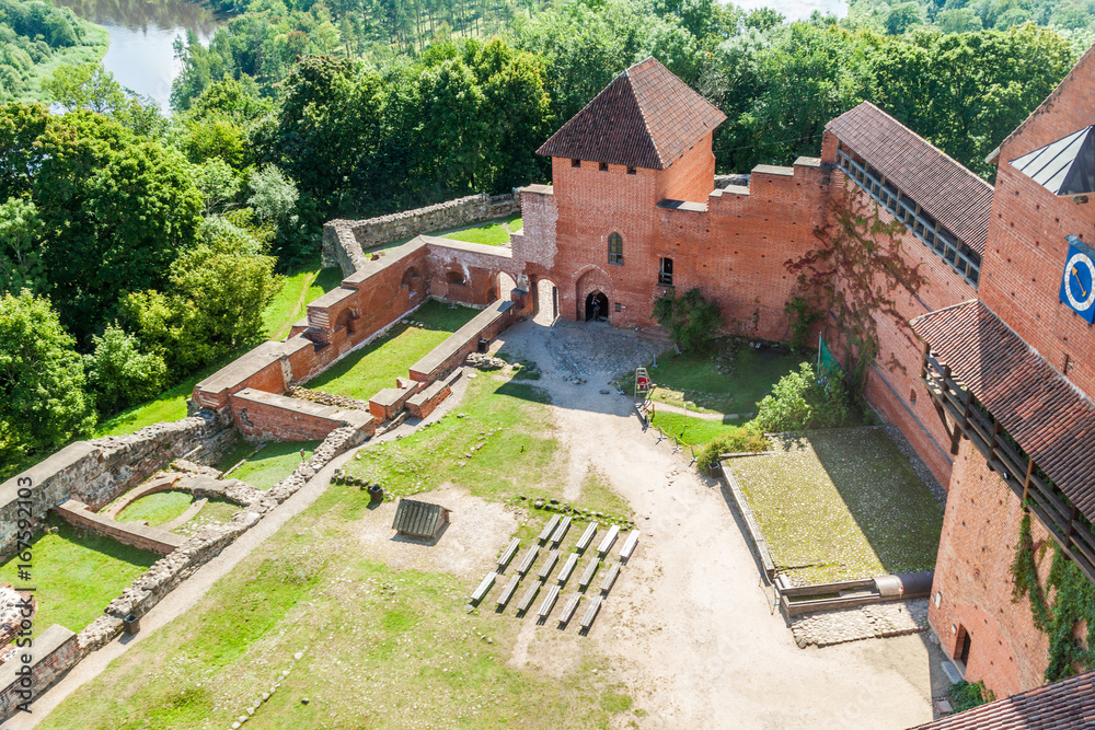 Aerial view of Turaida castle, Latvia