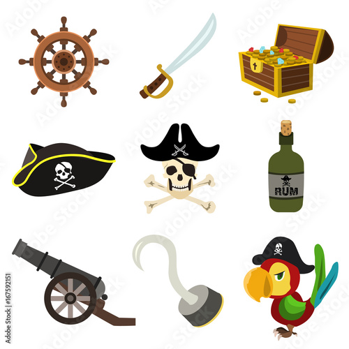 pirate flat icon set