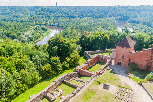 Aerial view of Turaida castle, Latvia photo