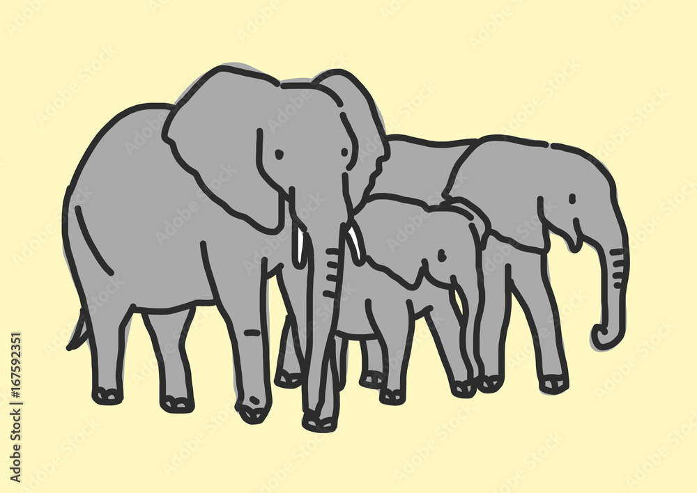 Fototapeta premium Elephant line drawing. hand drawn. vector illustration.
