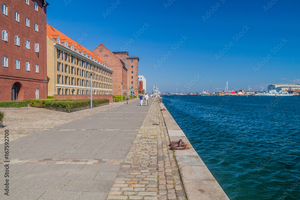 COPENHAGEN, DENMARK - AUGUST 26, 2016: People on Langelinie seaside promenade in Copenhagen, Denmark