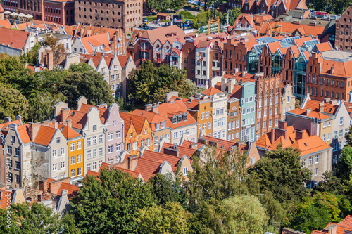 Aerial view of Gdansk, Poland. Taken from the tower of St. Mary's Church.