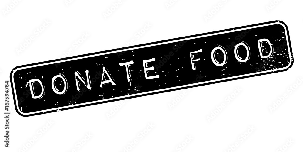 Donate Food rubber stamp. Grunge design with dust scratches. Effects can be easily removed for a clean, crisp look. Color is easily changed.