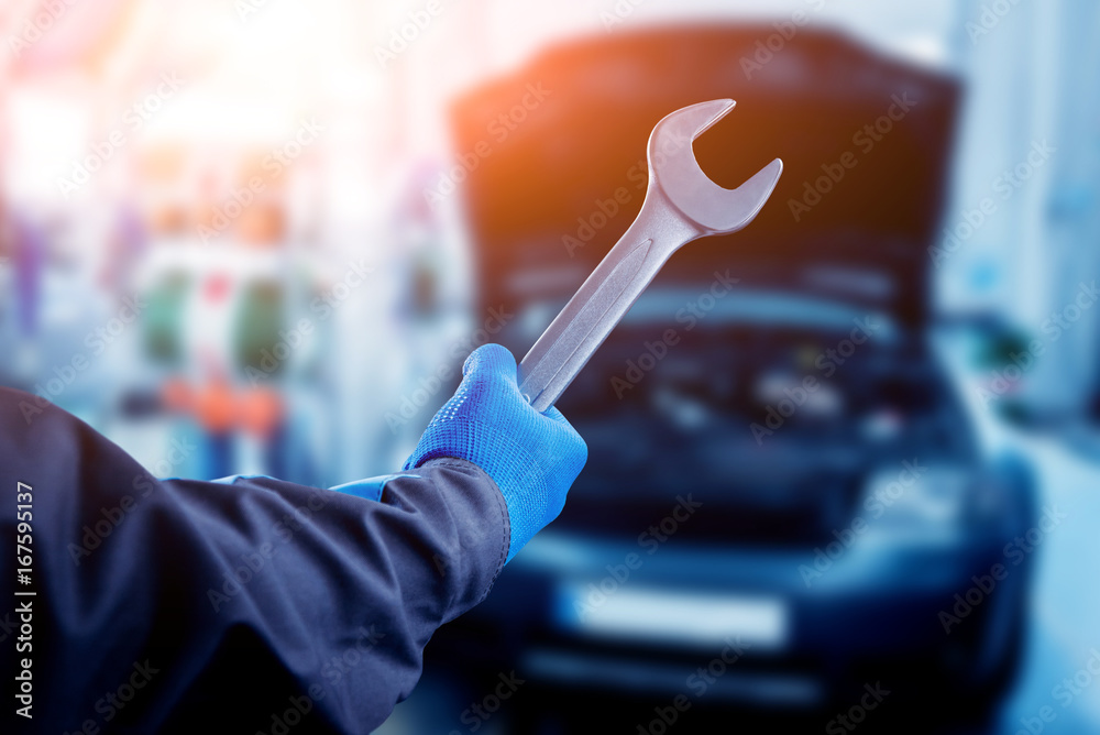 custom made wallpaper toronto digitalRepairing engine at service station. Car repair.