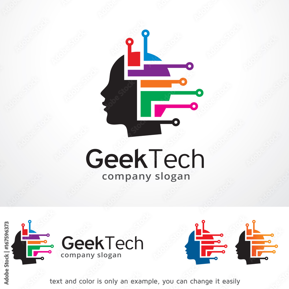 Geek Technology Logo Template Design Vector, Emblem, Design Concept, Creative Symbol, Icon