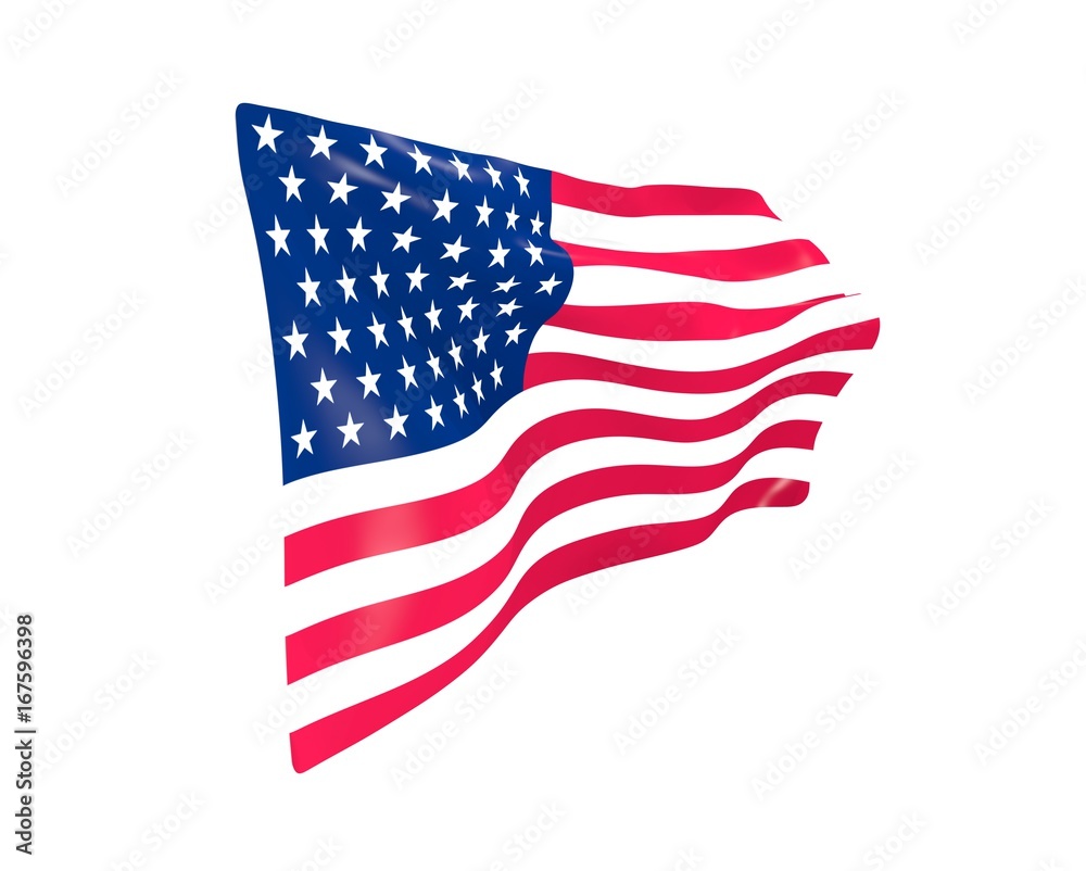 American flag, USA flag on white background : 3D rendering. American flag, USA flag on white background : 3D rendering.