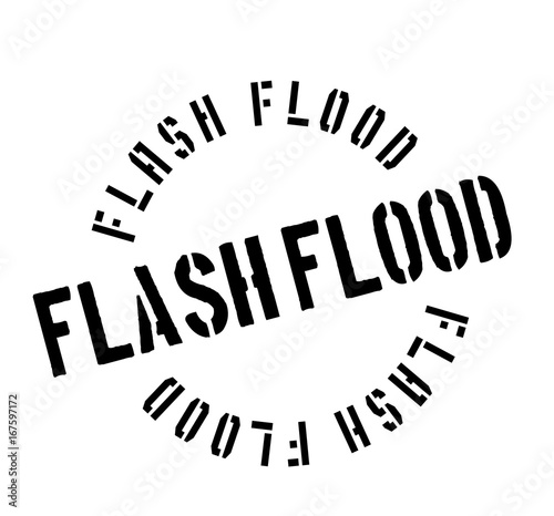Flash Flood rubber stamp. Grunge design with dust scratches. Effects can be easily removed for a clean, crisp look. Color is easily changed.
