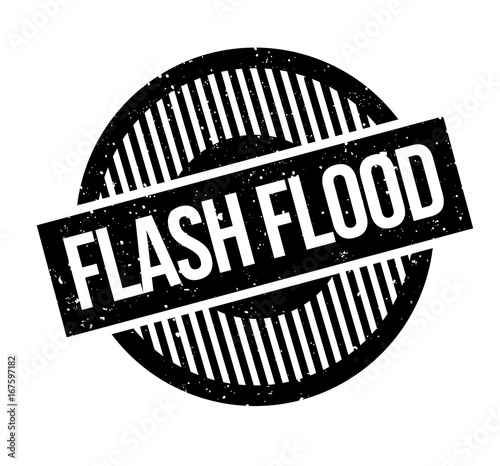 Flash Flood rubber stamp. Grunge design with dust scratches. Effects can be easily removed for a clean, crisp look. Color is easily changed.