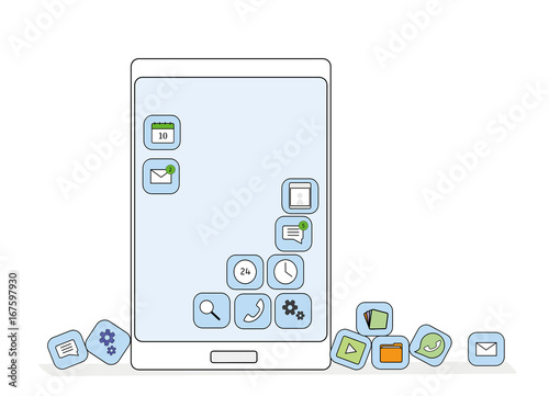 Application icons on your smartphone. Vectual illustration.