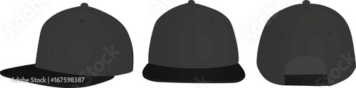 Snap back cap. vector illustration