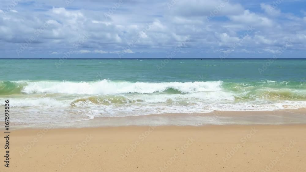 Beautiful sea waves with the sky. Bright clouds at Karon Beach Phuket Thailand Beautiful sea waves with the sky. Bright clouds at Karon Beach Phuket Thailand