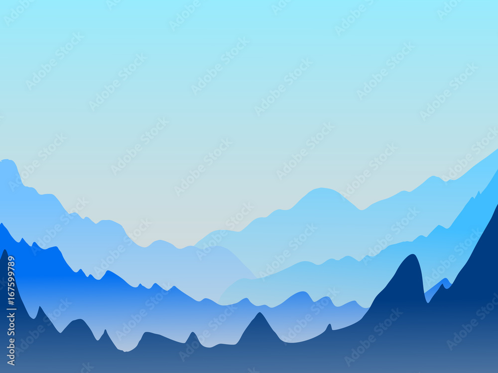 Vector landscape with mountains.