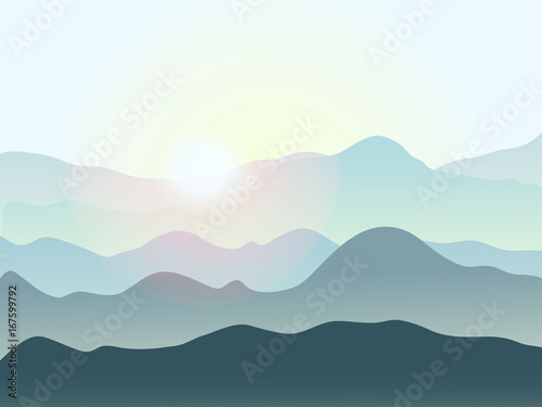 Vector landscape with mountains. 